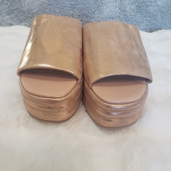 Free People Rose Gold Harbor Platform Slides Sandal Women's Sizes NEW resort - Picture 10 of 14